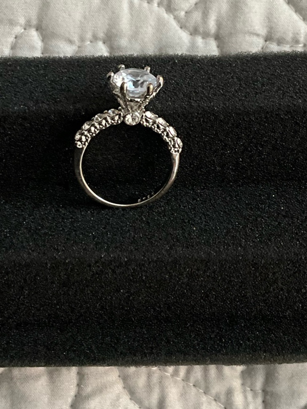 Sterling Silver Cubic Zirconia Solitaire Ring Size 9 - Picture 3 of 8